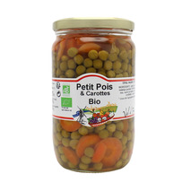 Organic extra fine peas and organic baby carrots jar 72cl