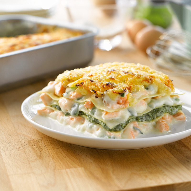 2 salmons spinach lasagna aluminum tray 3kg
