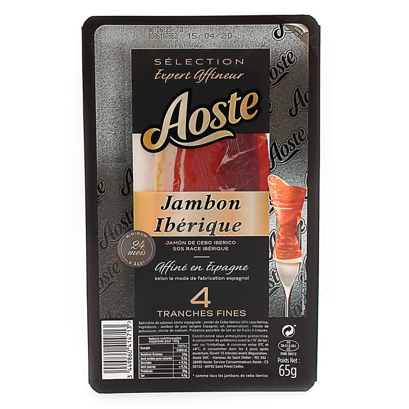 Jambon sec ibérique 4 tranches 24 mois 65g