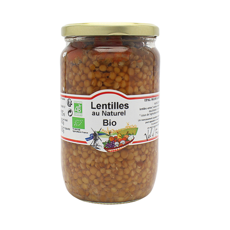 Lentilles au naturel BIO bocal 72cl