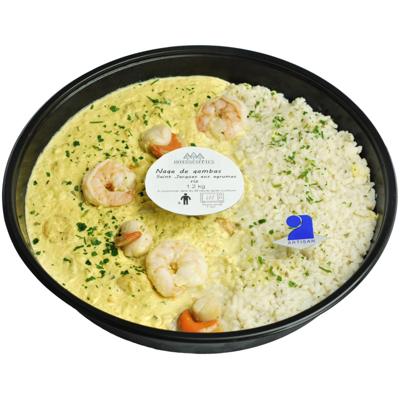 Nage de gambas et Saint-Jacques au beurre d'agrumes et son riz 3,2kg