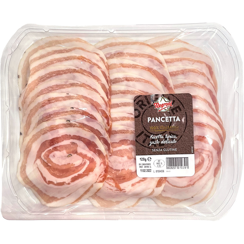 Sliced pancetta stella rosa ±120g