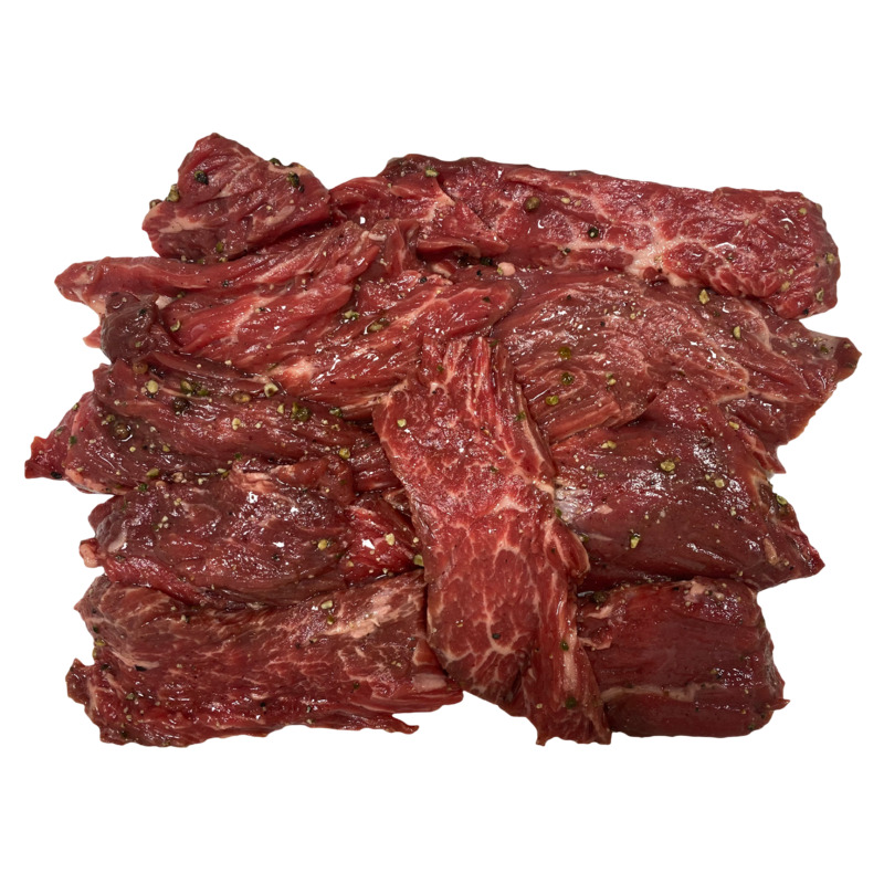 Baby french beef prime flank steak with pepper atm.packed 600g
