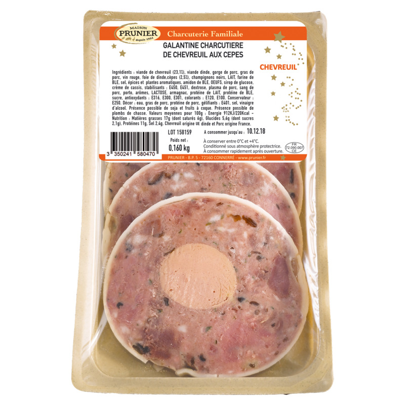 Galantine charcutière de chevreuil aux cèpes x6 tranches 160g