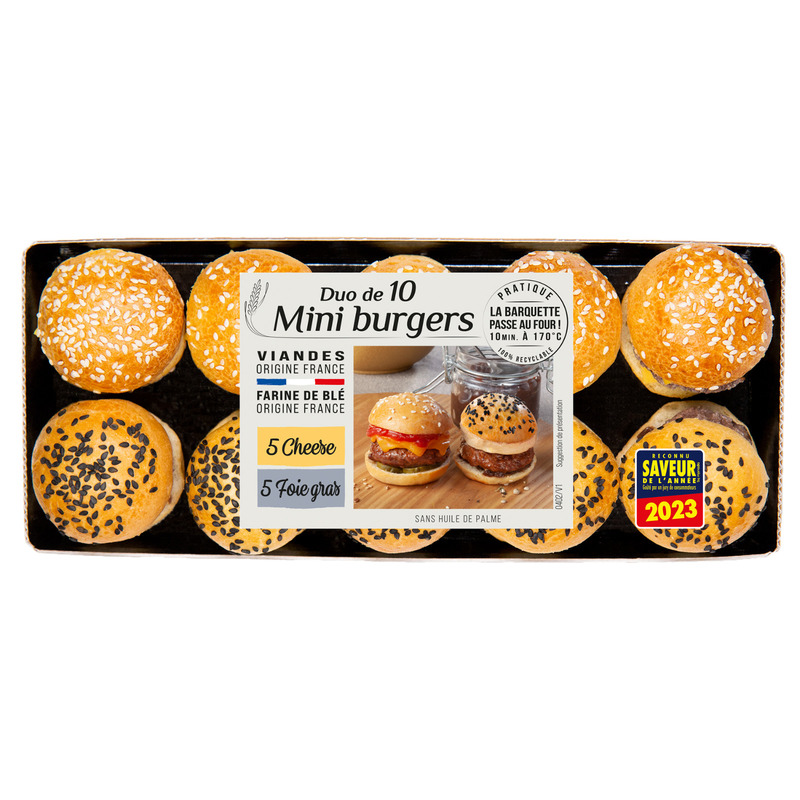 Mini burger duo 5 Foie Gras 5 Cheese boeuf et canard français x10 380g