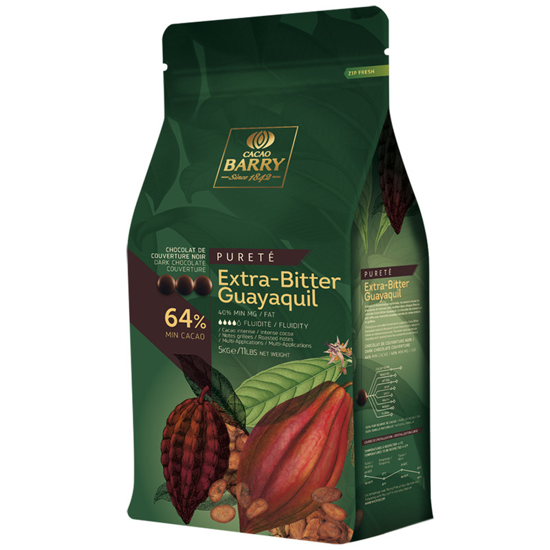 Guayaquil Extra-Bitter dark chocolate couverture 64% drops 5kg