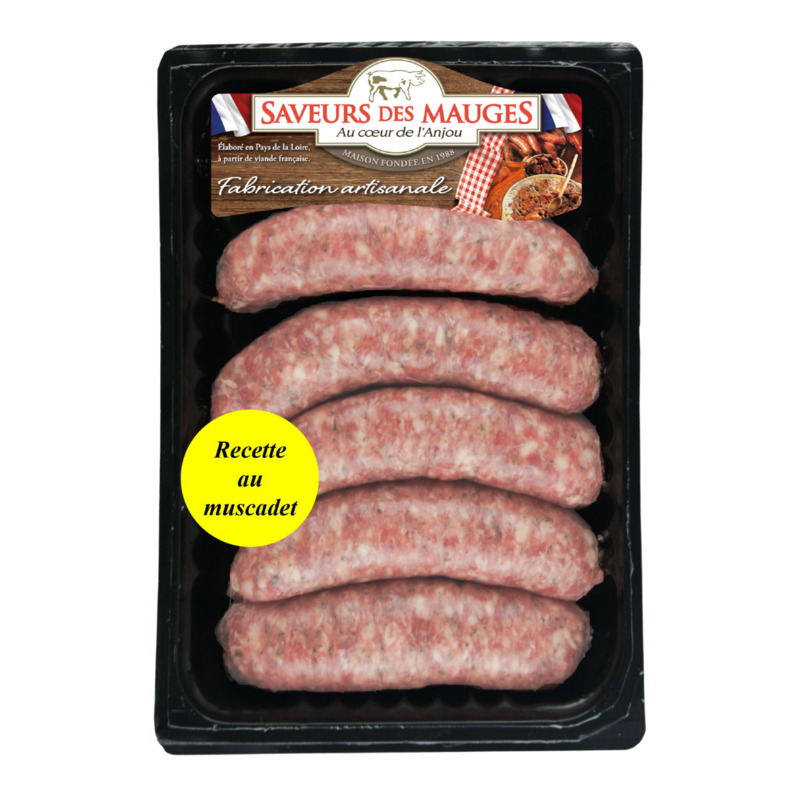 Saucisse de Toulouse artisanale aux herbes et au muscadet LPF x6 300g