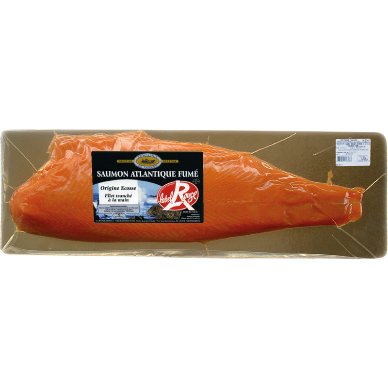 Saumon fumé d'Écosse tranché main a/ peau Label Rouge 1,3/1,6kg