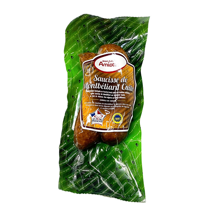 Saucisse de Montbéliard cuite IGP porc français boyau naturel s/ vide x2 200g