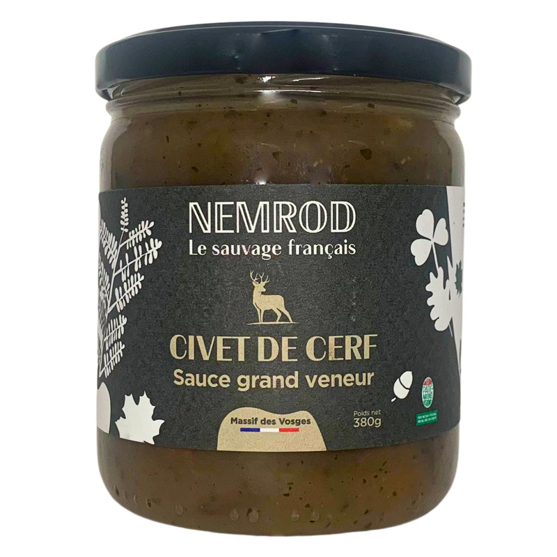 Civet de cerf sauvage français sauce grand veneur bocal 180g