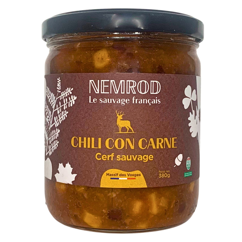 Chili con carne de cerf sauvage français bocal 380g