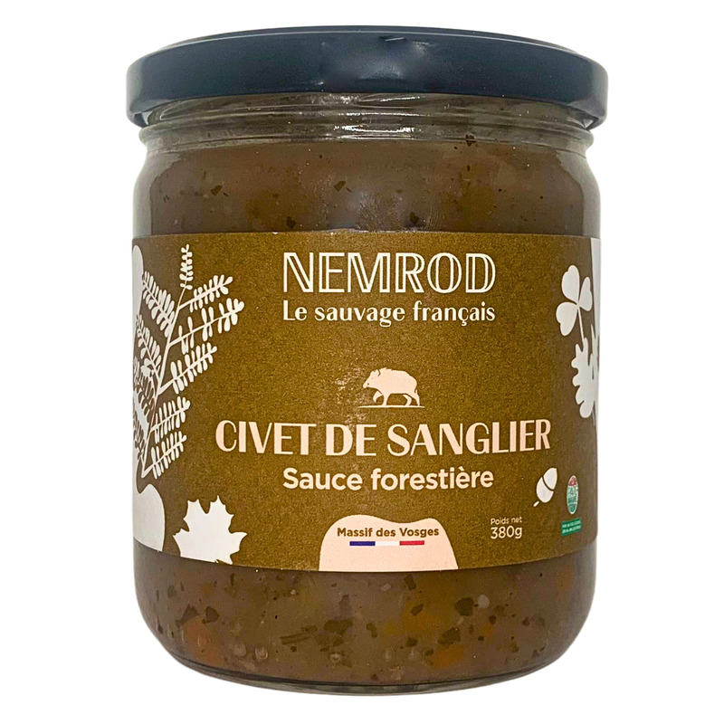 Civet de Sanglier sauvage français sauce forestière bocal 380g