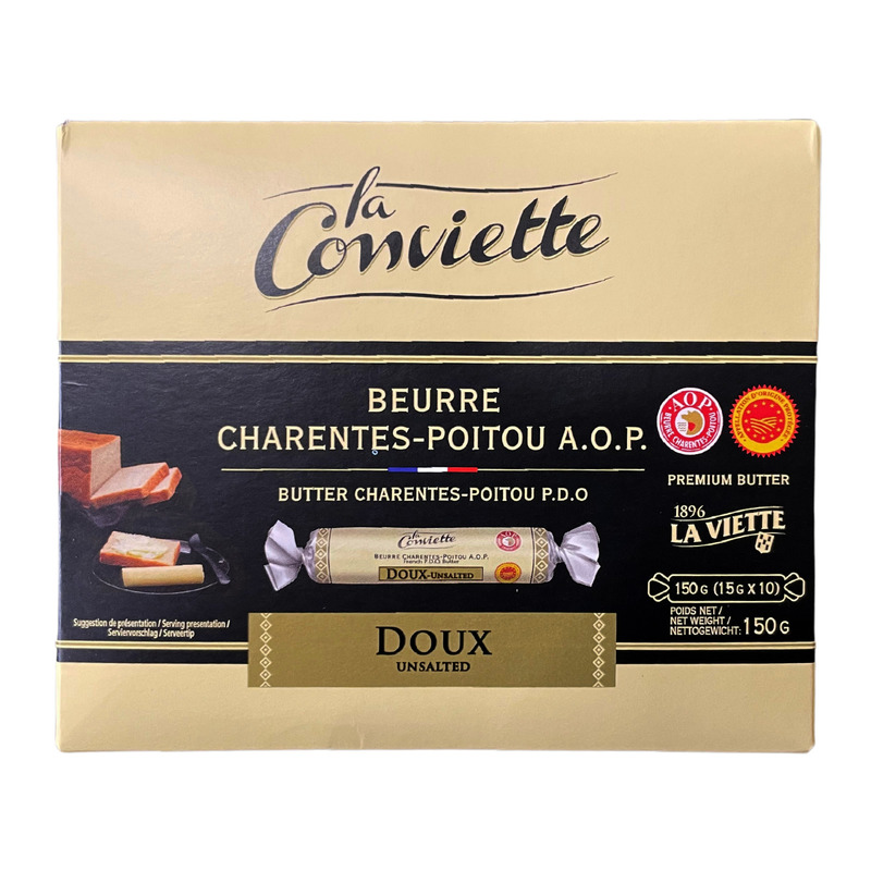 Charentes-Poitou PDO unsalted butter La Conviette papillotes 10x15g 150g