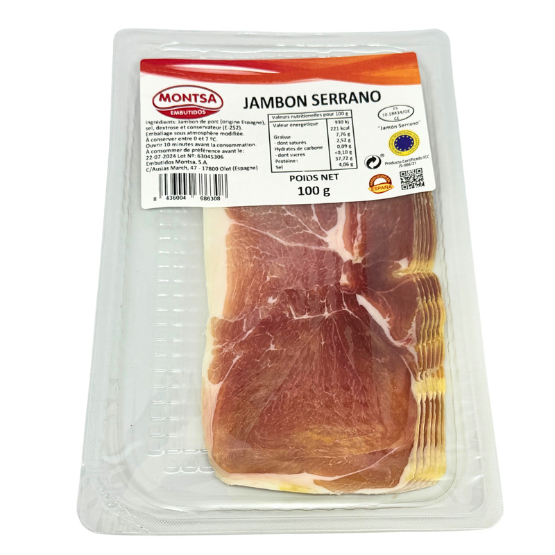 Serrano cured ham TSG slices 100g