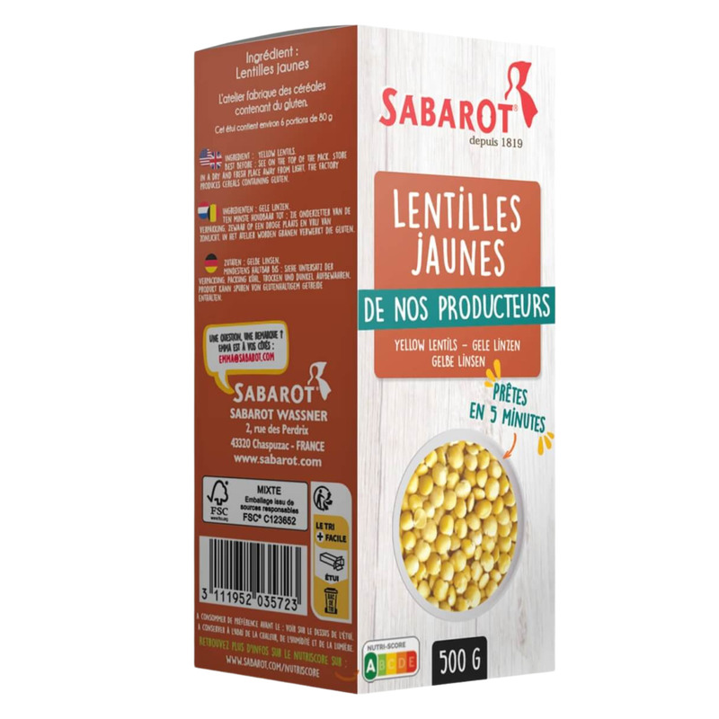 Lentilles jaunes 500g