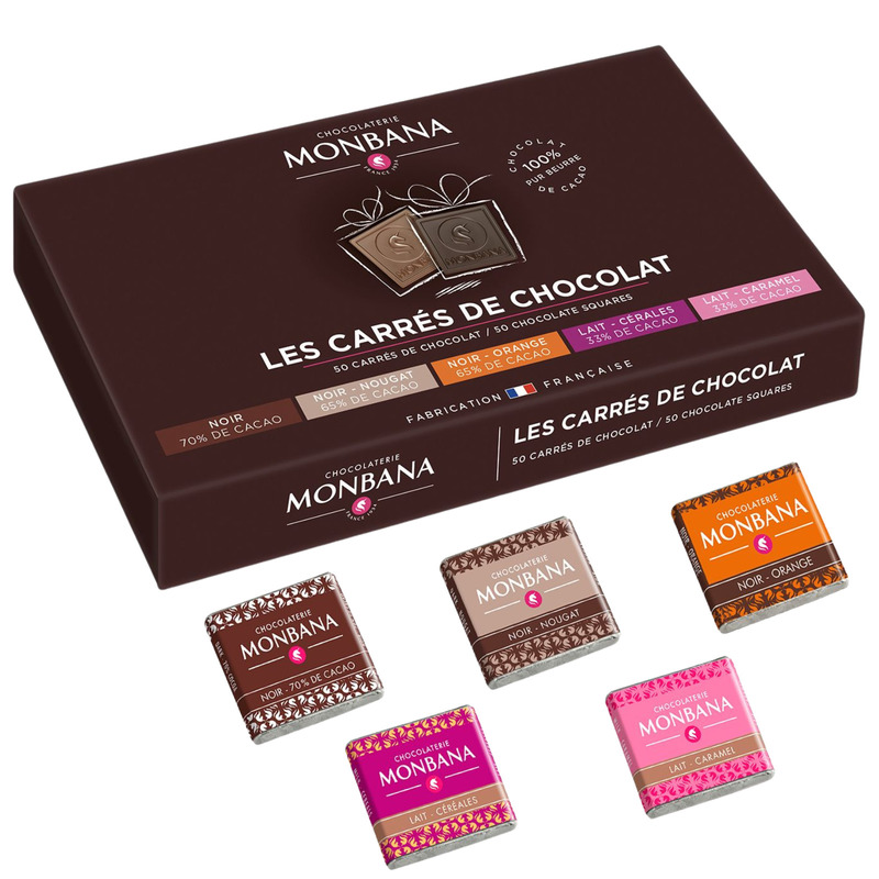 Coffret de carrés de chocolat Pures Origines x50 195g