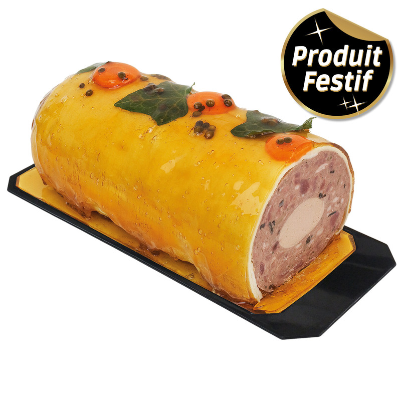 Wild venison ballotine with chanterelles and Cahors wine black tray ±3kg