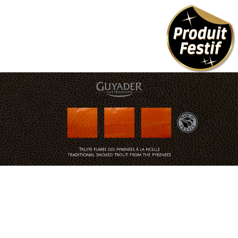 Truite fumée des Pyrénées à la ficelle tranchée main a/ peau s/ intercalaires 600g