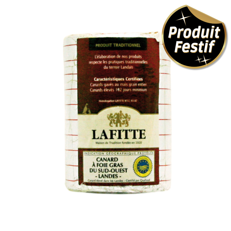 Bloc de foie gras de canard IGP Sud‑Ouest mi‑cuit 30% morceaux s/ vide ±400g