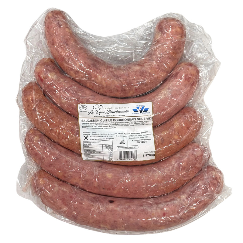 Le Bourbonnais cooked sausage in natural gut vacuum packed ±2kg