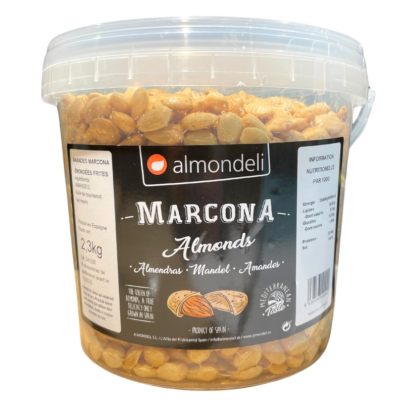 Amandes Marcona émondées frites seau 2,3kg
