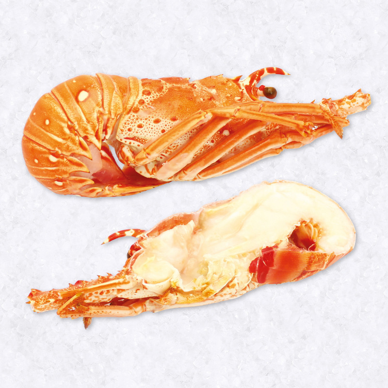 ❆ 1/2 cooked caribbean washed head spiny lobster ±190g