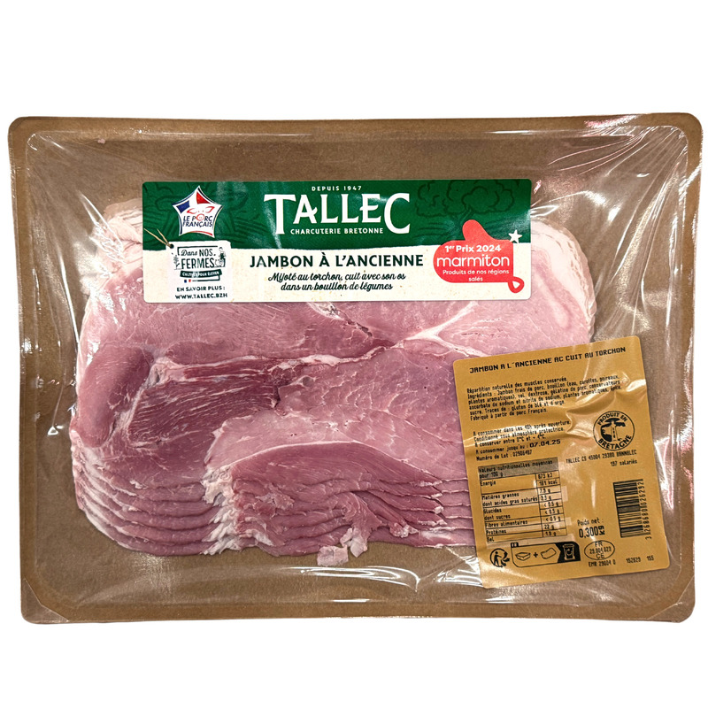 Jambon cuit à l'ancienne au torchon LPF 6 tranches 300g