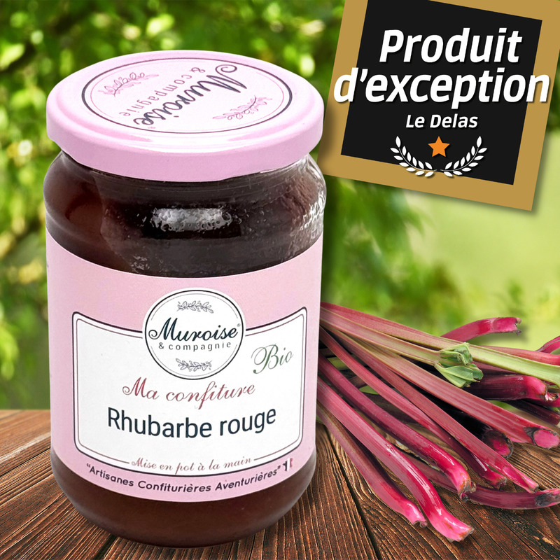 Confiture artisanale de rhubarbe rouge BIO pot 350g