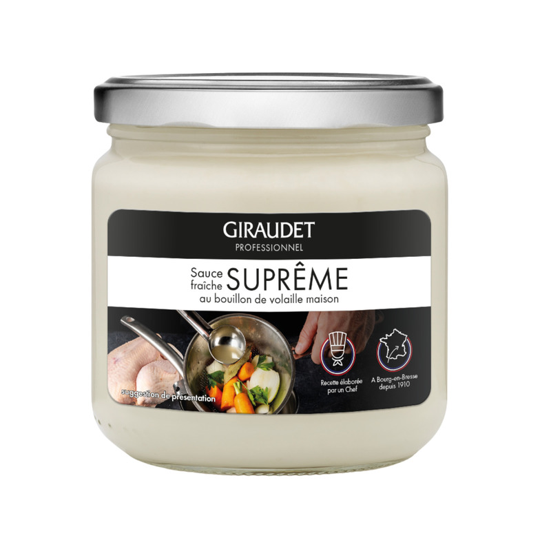 Artisanal fresh supreme sauce with chicken stock jar 40cl