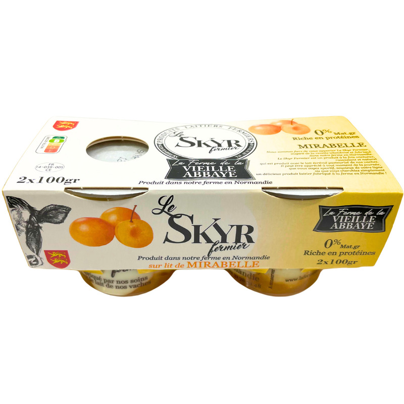 Skyr farmhouse on a bed of mirabelle plums 2x100g