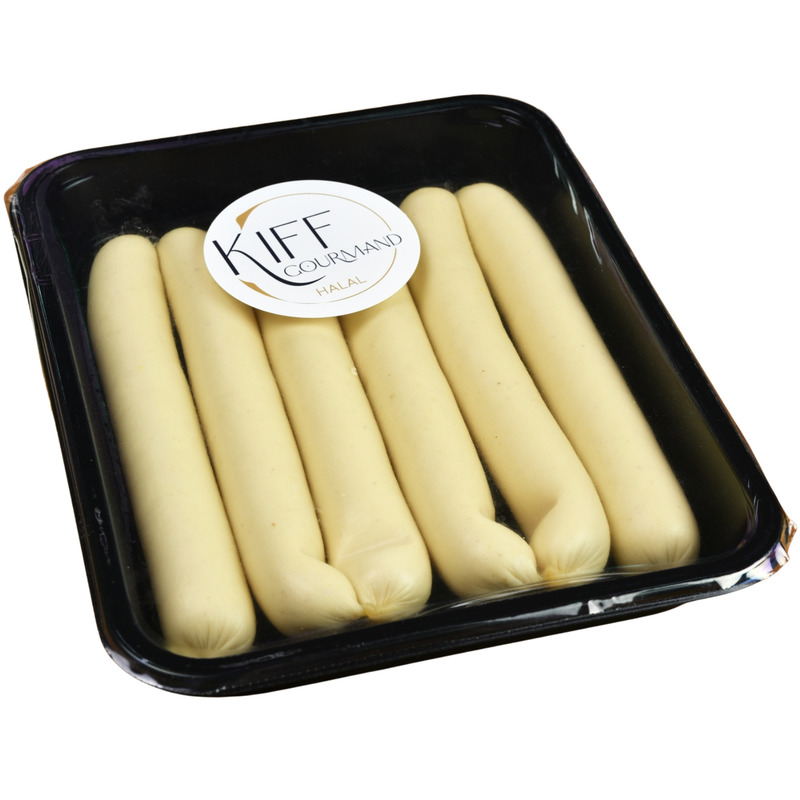 Saucisse blanche de poulet halal cuite x6 barquette 480g