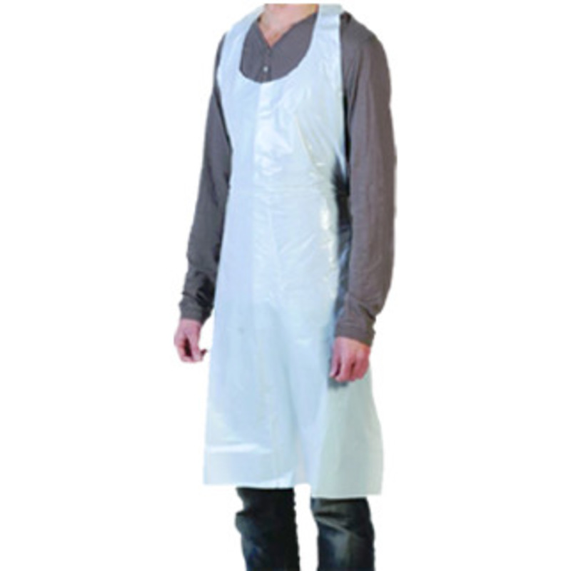 Disposable embossed polyethylene apron white 120x70cm x100