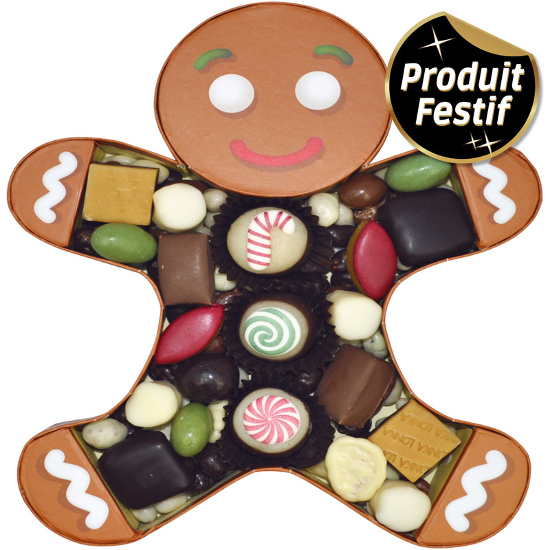 Gingerbread Choco | Festive chocolate and dried fruit assortment man-shaped box 270g