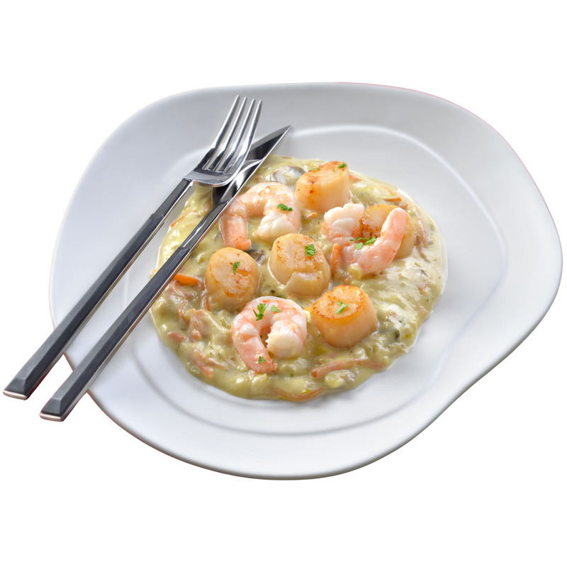 Noix de Saint-Jacques gambas et légumes sauce crémeuse barquette 1,8kg
