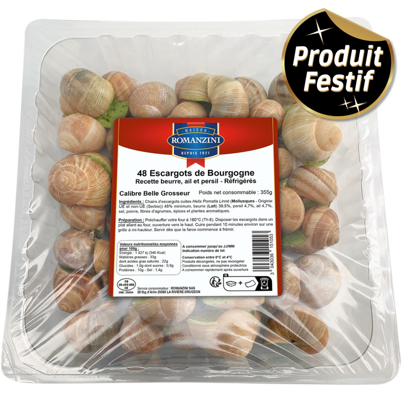 Escargots Bourgogne au chablis belle grosseur x48