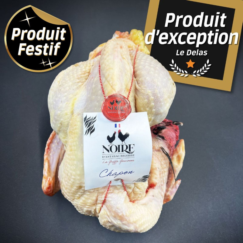Chapon Noire d'Astarac Bigorre plumé à l'eau PAC ±2,5kg