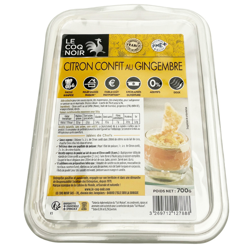 Citron confit au gingembre barquette 700g