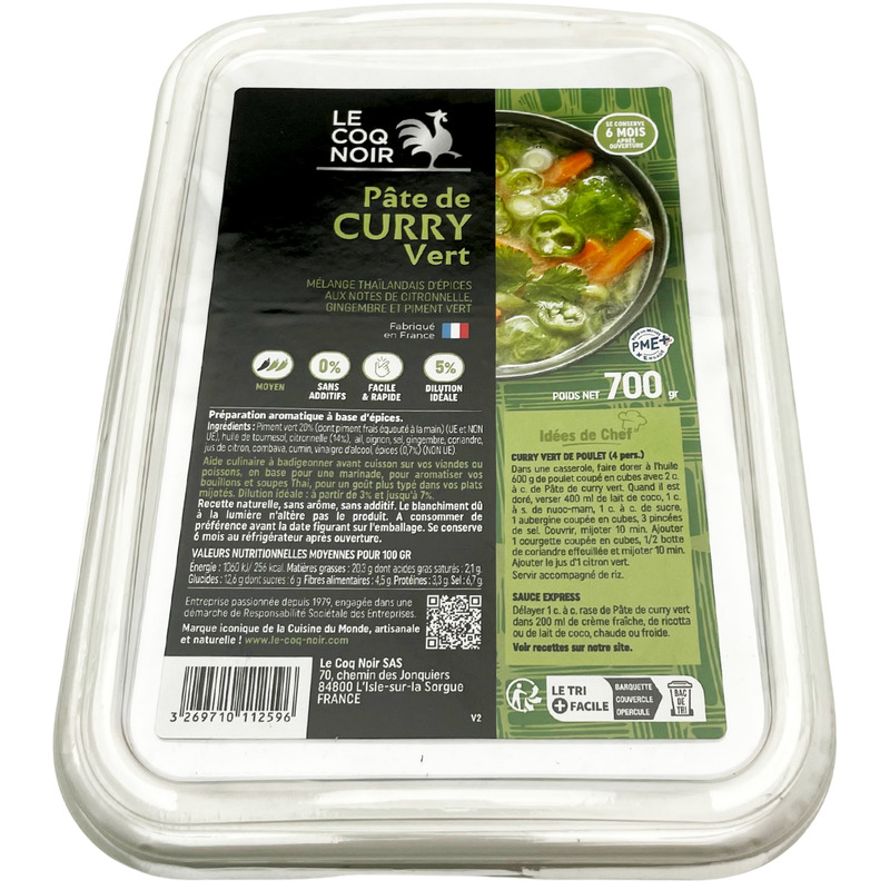 Pâte pour curry vert barquette 700g