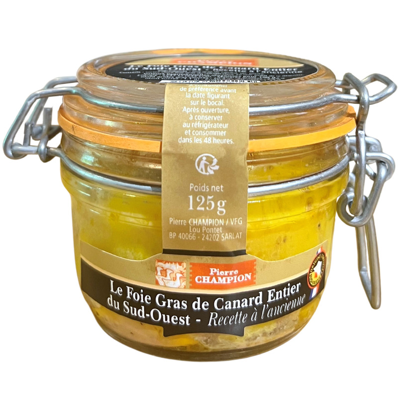 Preserved whole french duck foie gras jar 125g