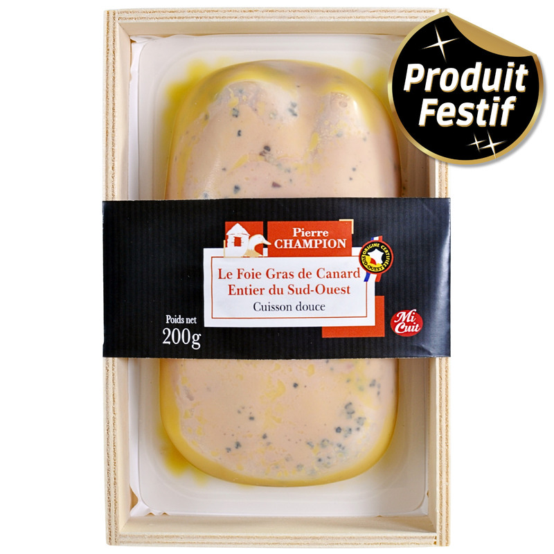 Foie gras de canard IGP Sud-Ouest entier mi-cuit s/ vide 200g