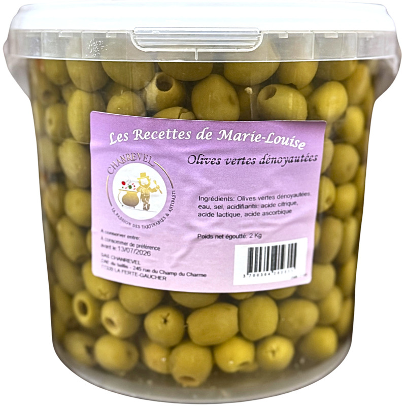 Pitted green olives bucket 2kg