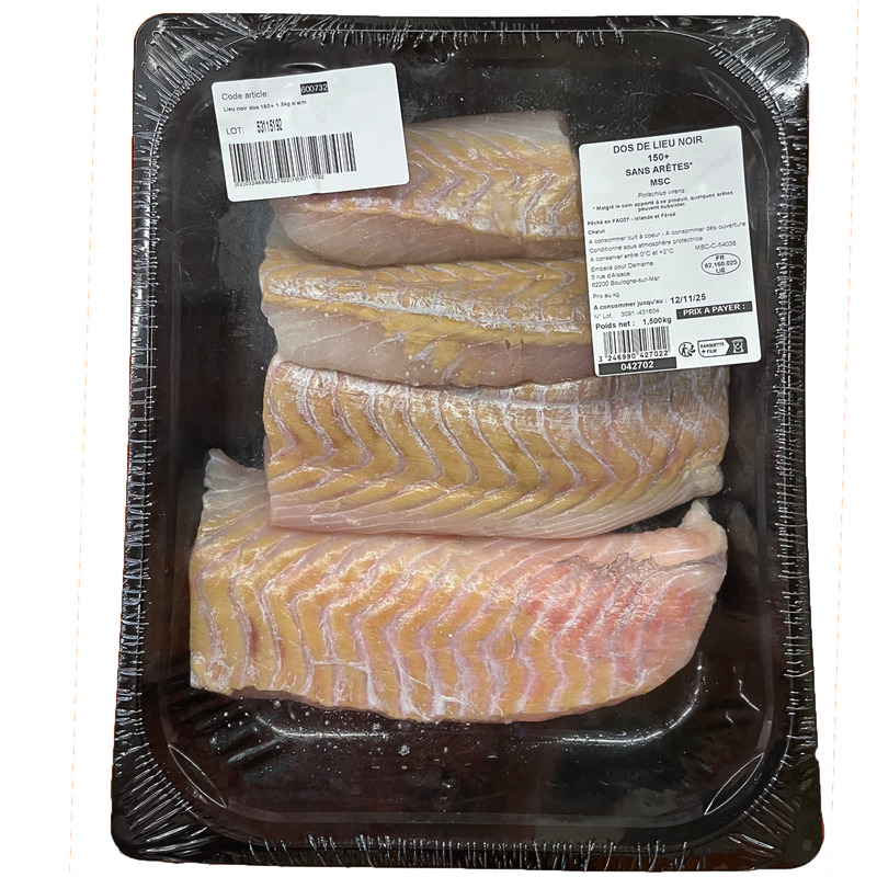 Coalfish fillets 150+ boneless atm.packed 1.5kg