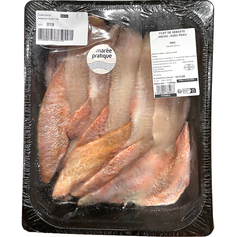 Redfish fillets 100/300 with skin atm.packed 1.5kg