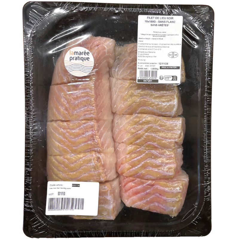 Coalfish fillets boneless atm.packed 10x±180g