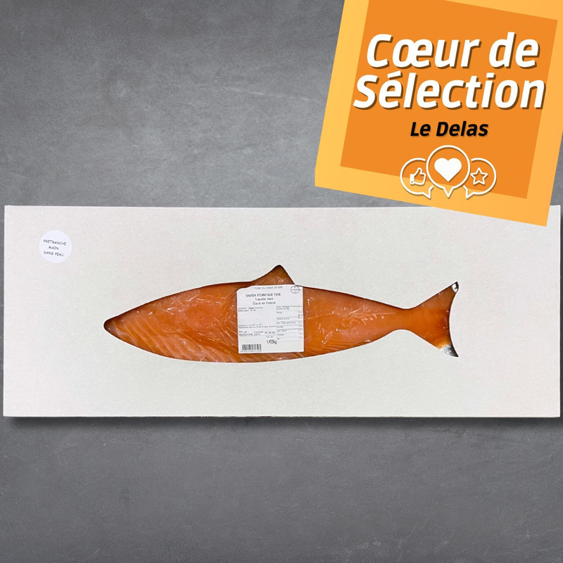 Saumon fumé de Norvège tranché s/ peau a/ intercalaires 0,9-1,3kg