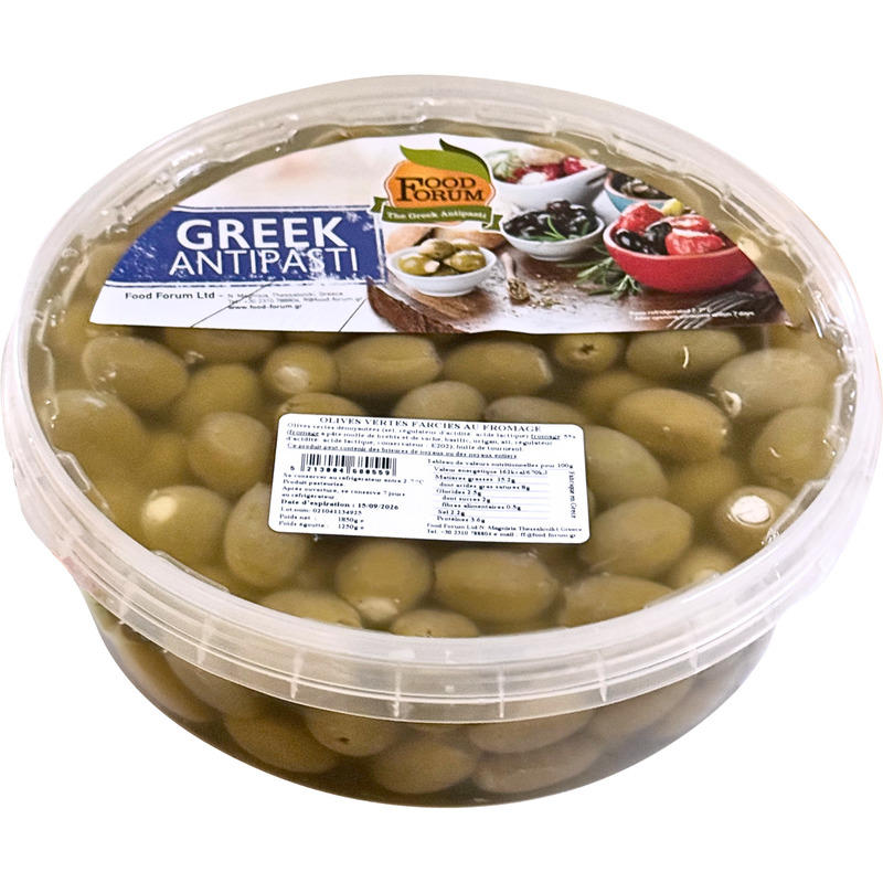 Green olives stuffed with cow's and sheep's milk cheese with herbs ±1.85kg