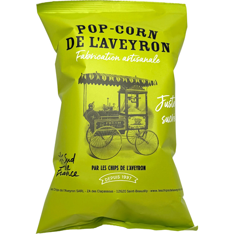 Pop-corn artisanal sucré | Maïs éclaté à l'air chaud sachet 45g