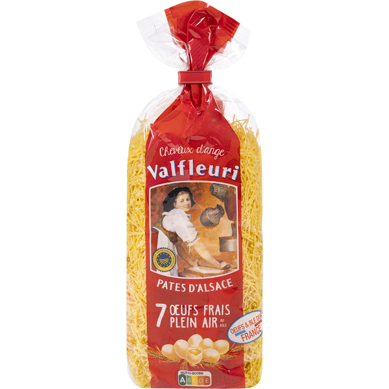 Angelhair Alsatian pasta PGI 7 fresh outdoor eggs per kilo 250g