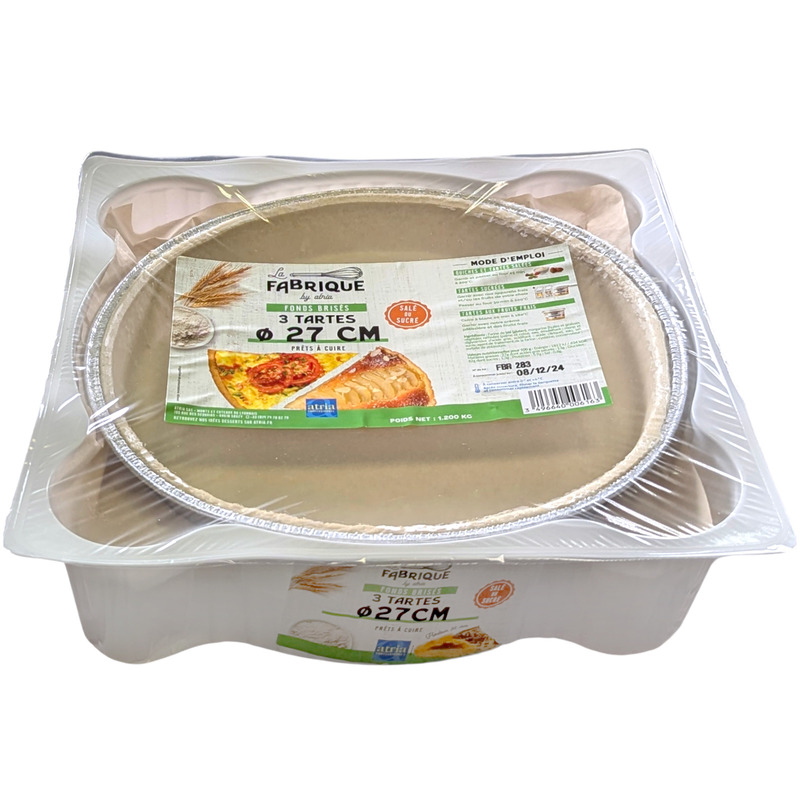 Fond de tarte brisée frais prêt à cuire 27cm x3