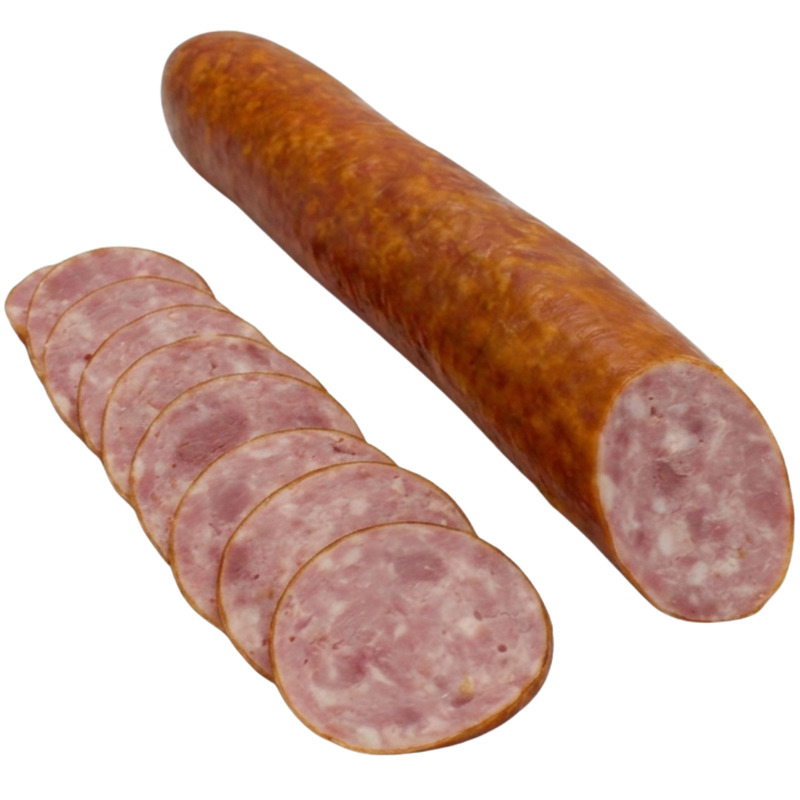 Smoked straight garlic sausage in natural gut vacuum packed ±1.2kg